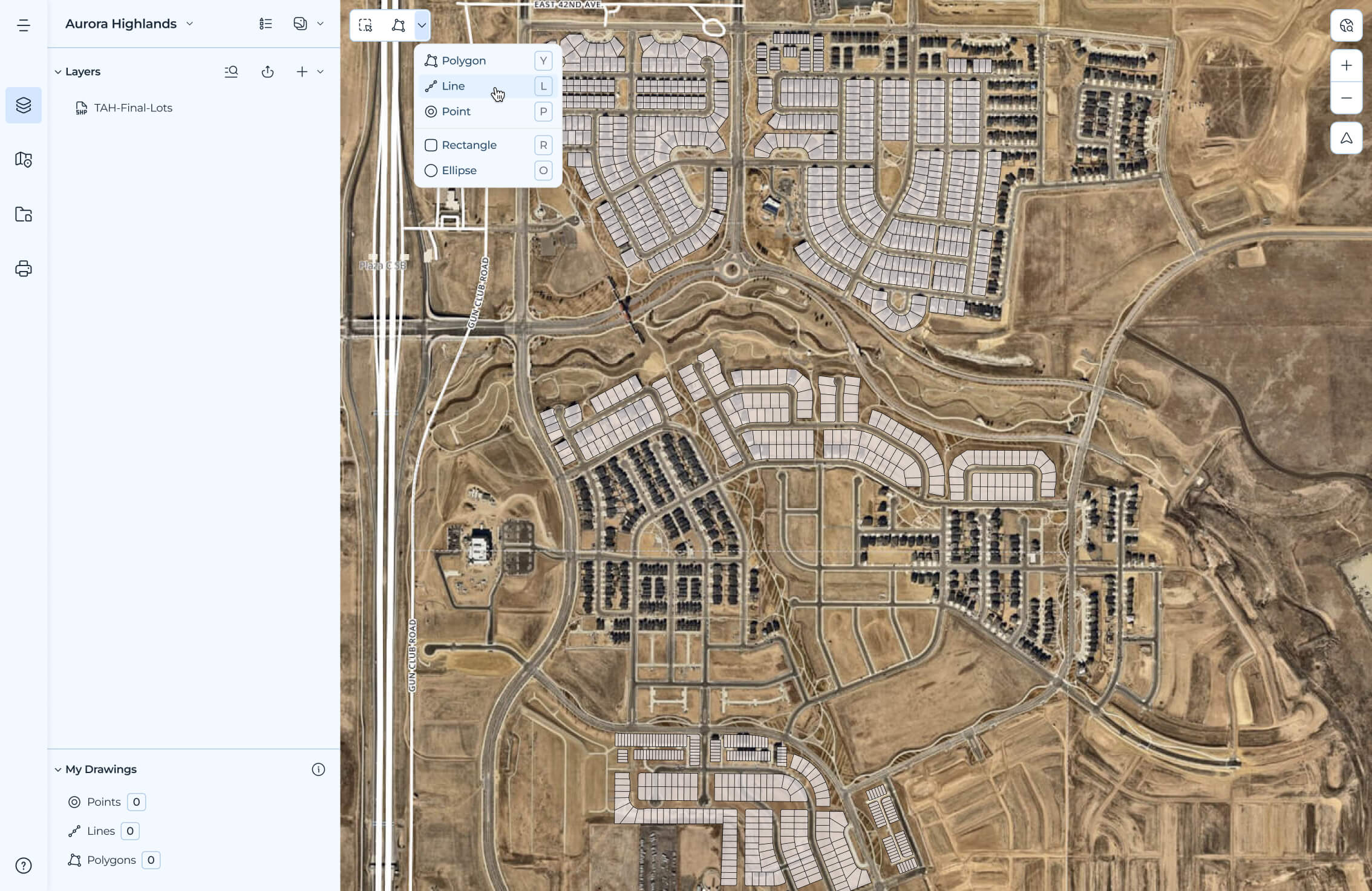 MyAssetMap draw tools panel open